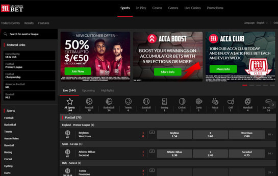 Die Website von MansionBet